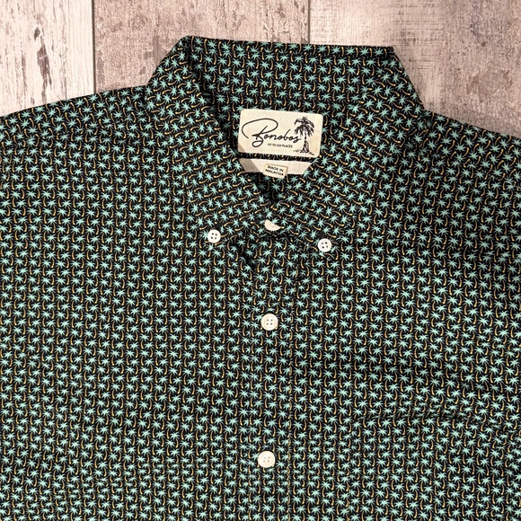 Bonobos Shirt Mens Large Black Green Palm Trees All Over Print Slim Button Down - Picture 3 of 3